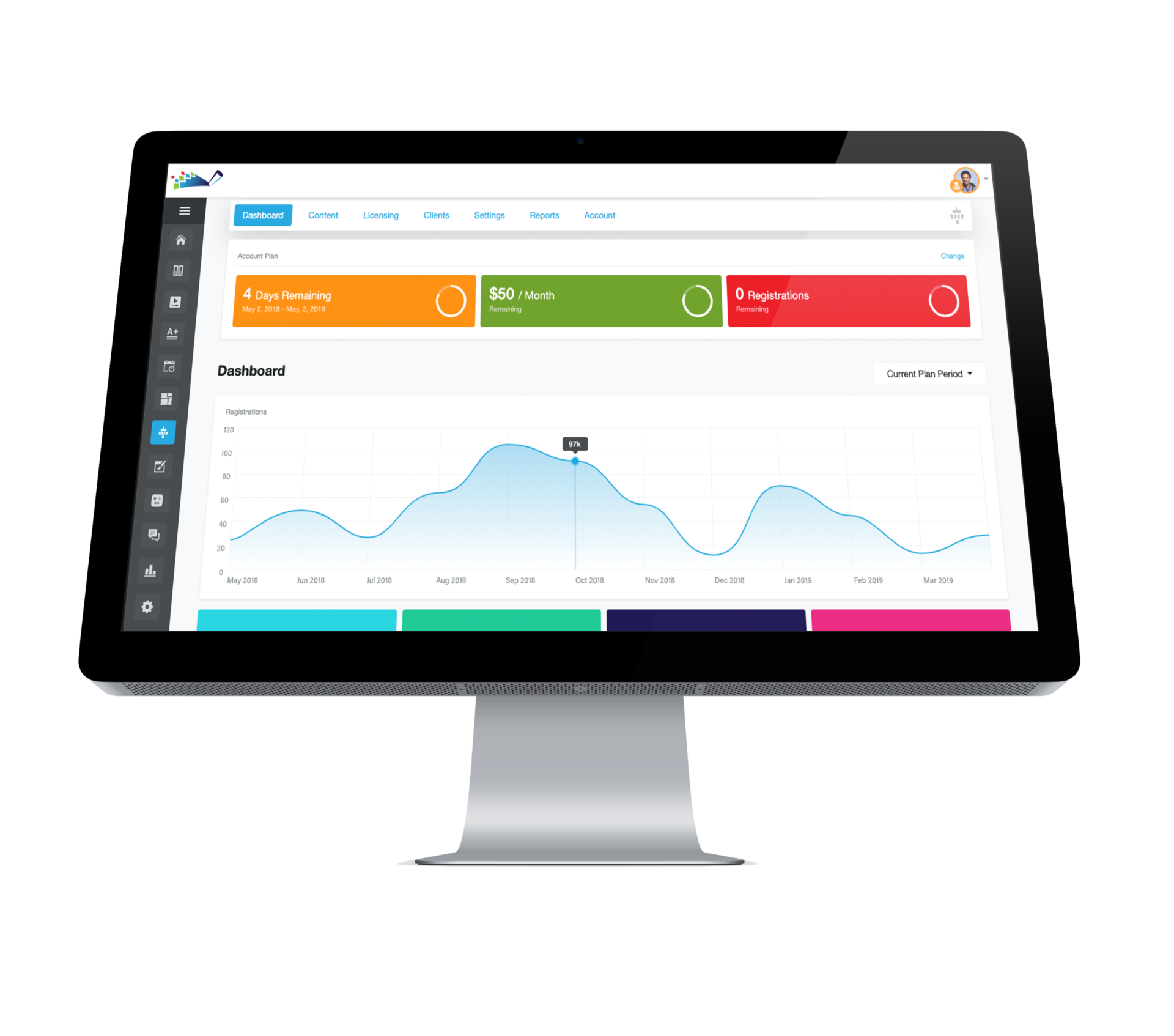 Image of DigitalChalk Dashboard on a desktop computer